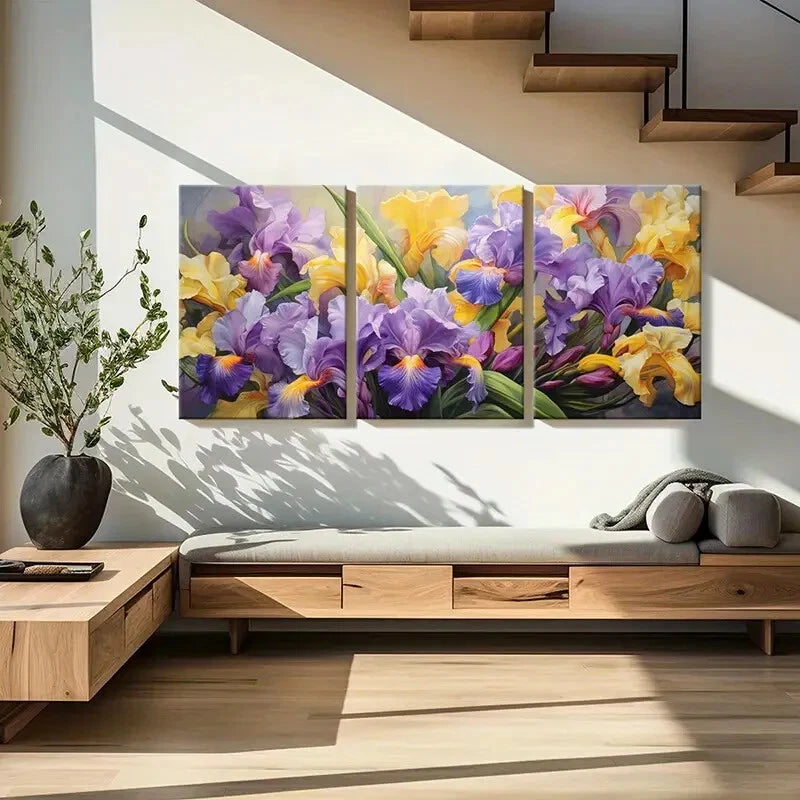 3pcs Vibrant Irises Colorful Floral Art Nature's Metal Print Ready to Hang Art - Bella Home Decor