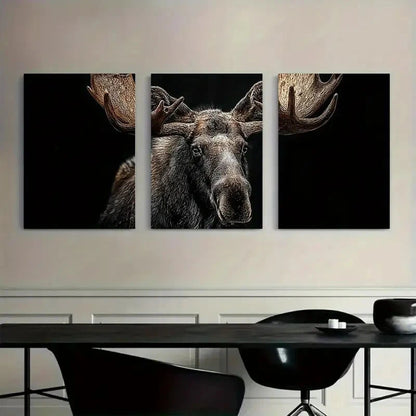 3pcs Rustic Moose Feel The Raw Power Nature Metal Print Ready to Hang Art - Bella Home Decor