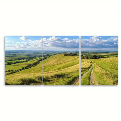 3pcs Kent Downs AONB Illustration Wall Art Set Canvas Framed 40x60cm - High Quality Print 100% Australian Made Wall Canvas Ready to Hang