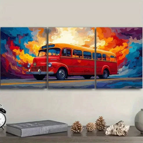 3pcs Style, Bus Wall Art Set Canvas Unframed – High Quality Print 100% Australian Made Wall Canvas