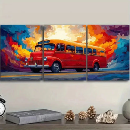 3pcs Style, Bus Wall Art Set Canvas Unframed – High Quality Print 100% Australian Made Wall Canvas