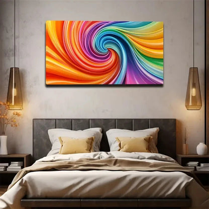 Abstract Spiral Vibrant Multi Wall Art Canvas Office Home Room Framed 120x60cm