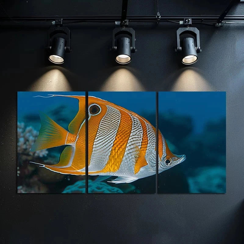 3pcs Beautiful Coral Reef Butterfly Fish Swim Metal Print Ready to Hang Art - Bella Home Decor