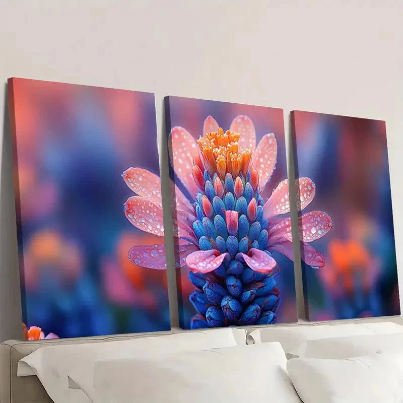 3pcs Blazing Star Flower YU       Wall Art Set Canvas Framed 60x90cm - High Quality Print 100% Australian Made Wall Canvas Ready to Hang - Bella Home Decor