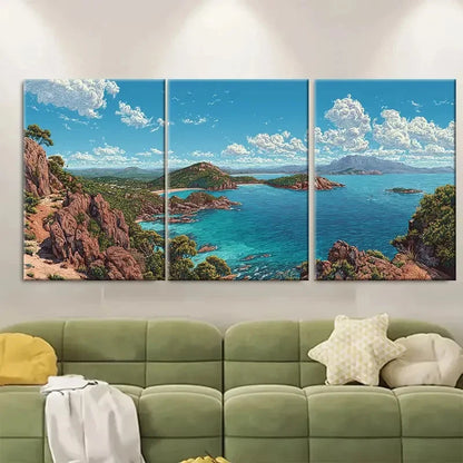 3pcs Freycinet Coastal Landscape Print Australia Wall Art Set Canvas Framed 60x90cm - High Quality Print 100% Australian Made Wall Canvas Ready to Hang - Bella Home Decor