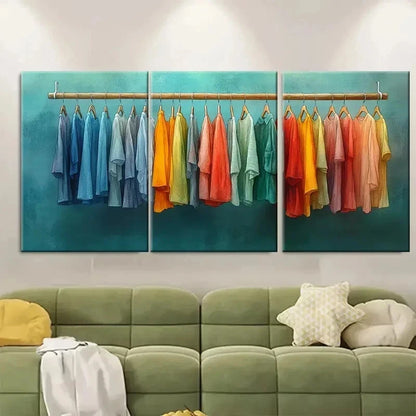 pcs Fashion Clothes Rail Watercolou FG Wall Art Set Canvas Framed 60x90cm - High Quality Print 100% Australian Made Wall Canvas Ready to Hang - Bella Home Decor