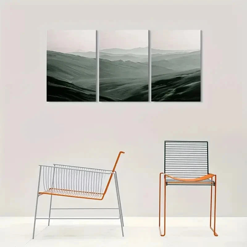 3pcs Abstract Modern Mountain View Metal Print Ready to Hang Art - Bella Home Decor