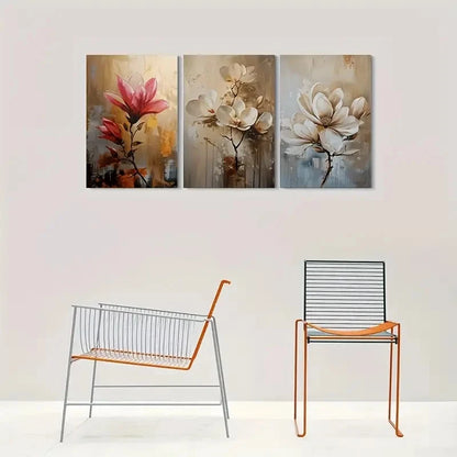 3pcs Abstract Flower Paintings Botanical Wall Art Set Canvas Framed 60x90cm - High Quality Print 100% Australian Made Wall Canvas Ready to Hang - Bella Home Decor