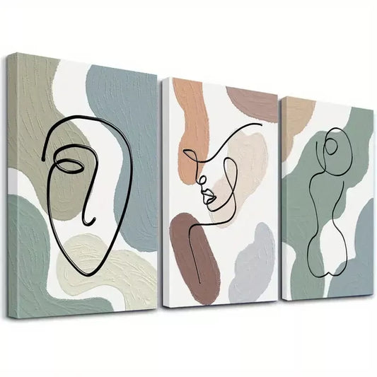 3pcs Modern Minimalist Aesthetic Abstract Art Set Canvas Framed 50x70cm - High Quality Print 100% Australian Made Wall Canvas Ready to Hang