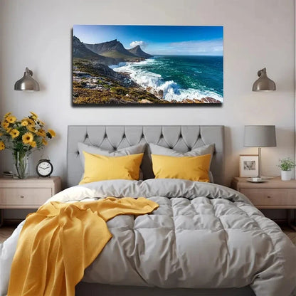 Coastal Mountain Wall Art Canvas Office Home Room Framed 120x60cm