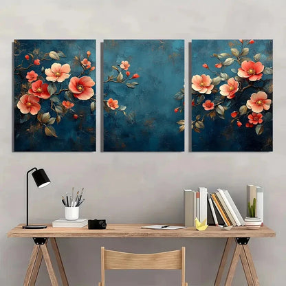 3pcs Floral Botanical by Tawaraya Sotatsu Japanese Metal Print Ready to Hang Art