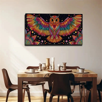 Colorful Feathers For Owls Wall Art Canvas Office Home Room Framed 120x60cm