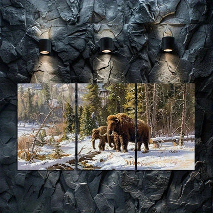 3pcs Rustic Wildlife Scenery Prehistoric Life Metal Print Ready to Hang Art
