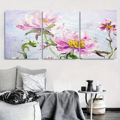 3pcs Romantic Pink Peony Floral Wall Art Set Canvas Framed 60x90cm - High Quality Print 100% Australian Made Wall Canvas Ready to Hang