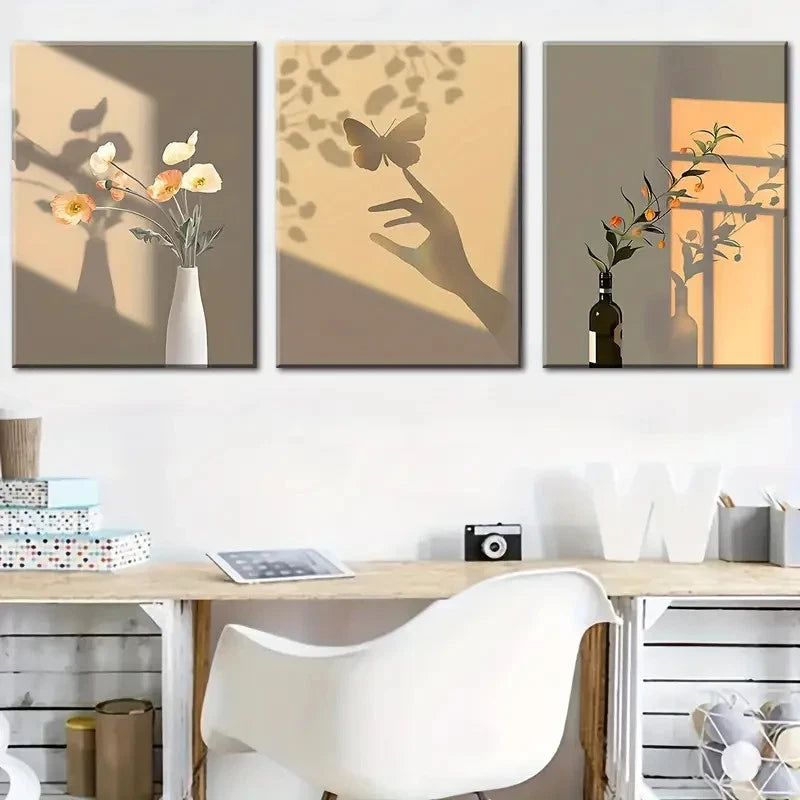 3pcs Beautiful Floral and Sunny Plant Patterns Metal Print Ready to Hang Art - Bella Home Decor