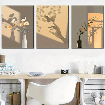 3pcs Beautiful Floral and Sunny Plant Patterns Metal Print Ready to Hang Art - Bella Home Decor