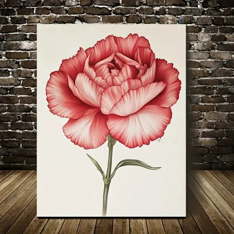 Vibrant Red Flower Painting  40x60cm Metal Print Ready to Hang - Bella Home Decor