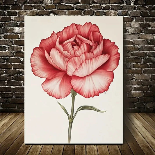 Vibrant Red Flower Painting  40x60cm Metal Print Ready to Hang - Bella Home Decor