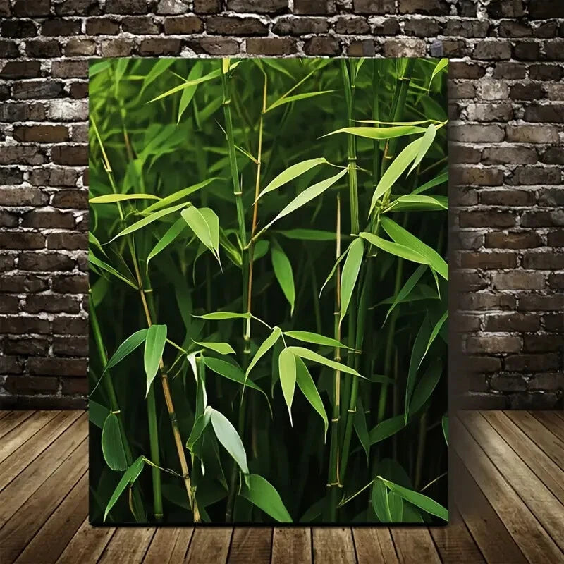 Emerald Green Bamboo Grass Meadow 40x60cm Metal Print Ready to Hang