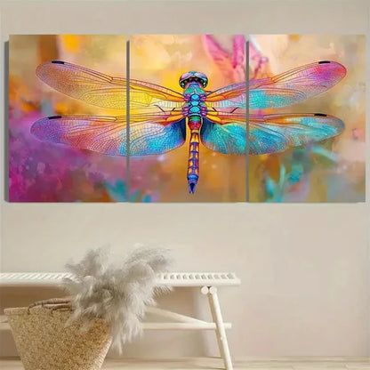 3pcs Vibrant Dragonfly Wall Art Set Canvas Unframed - High Quality Print 100% Australian Made Wall Canvas - Bella Home Decor