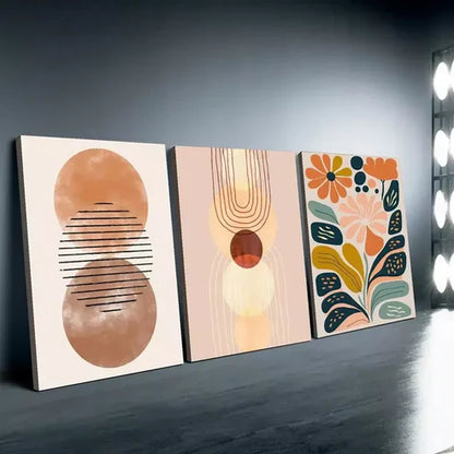 3pcs Boho Chic Wall Art Set, Abstract Line Drawing & Floral Canvas Framed 60x90cm - High Quality Print 100% Australian Made Wall Canvas Ready to Hang