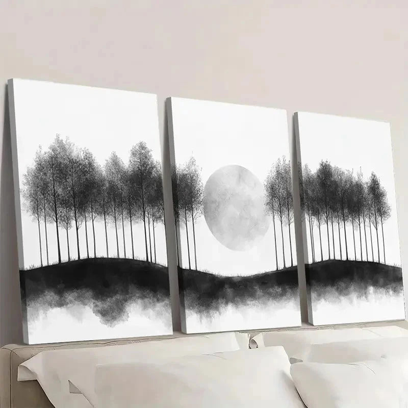 3pcs DustinWay Canvas Print Art Black and White   Wall Art Set Canvas Framed 60x90cm - High Quality Print 100% Australian Made Wall Canvas Ready to Hang - Bella Home Decor