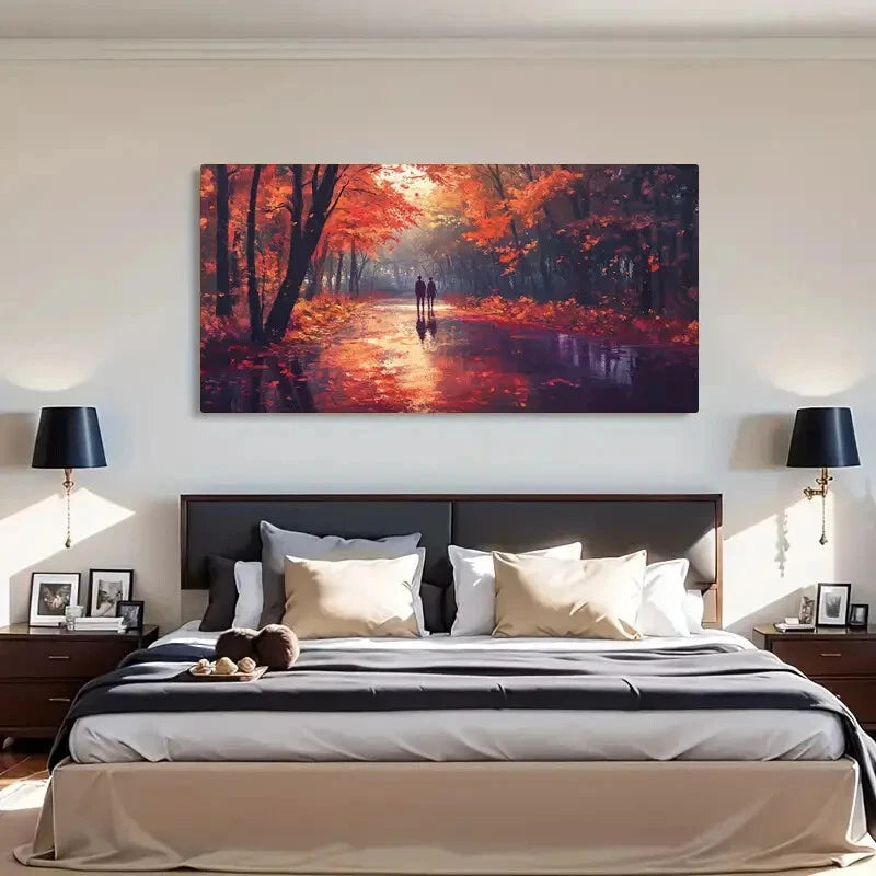 Romantic Couple Walking Path Wall Art Canvas Office Home Room Framed 120x60cm - Bella Home Decor