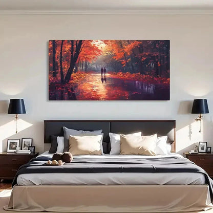 Romantic Couple Walking Path Wall Art Canvas Office Home Room Framed 120x60cm - Bella Home Decor