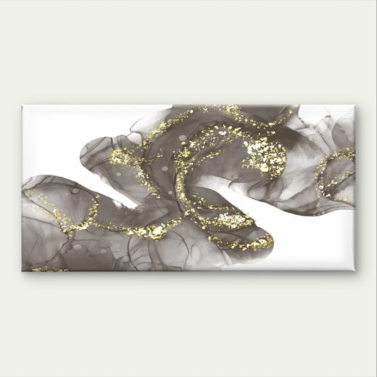 Black , Grey and Gold Fluid Marble Wall Art Canvas Office Home Framed 120x60cm