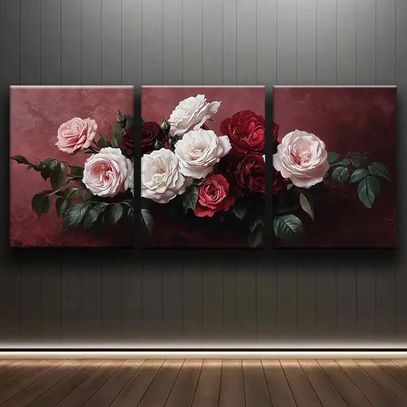 3pcs Colorful Roses Design Painting Metal Print Ready to Hang Art - Bella Home Decor