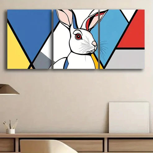 3pcs Mondrian-Inspired Pattern Perfect  Wall Art Set Canvas Unframed - High Quality Print 100% Australian Made Wall Canvas