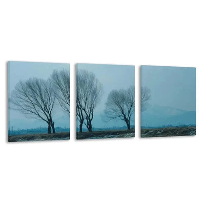 3pcs Quiet Winter Morning With Bare Trees Wall Art Set Canvas Framed 50x70cm - High Quality Print 100% Australian Made Wall Canvas Ready to Hang
