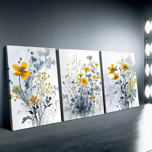 3pcs Floral Art Canvas Framed 60x90cm - High Quality Print 100% Australian Made Wall Canvas Ready to Hang