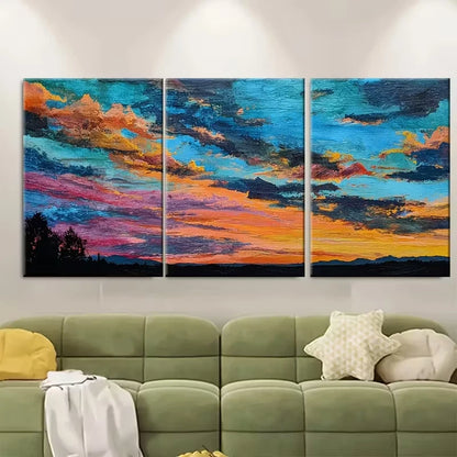 3pcs Vibrant Orange & Blue Sky Scenery Metal Print Ready to Hang Art