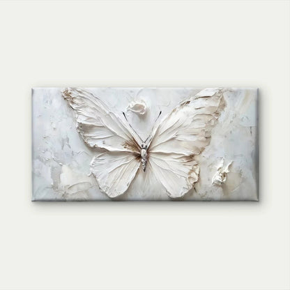 White Textured Butterfly Wall Art Canvas Office Home Room Framed 120x60cm