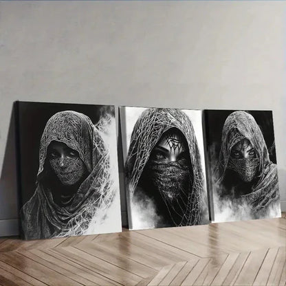 3pcs The Enigmatic Cloaked Woman from Egypt Wall Art Set Canvas Unframed - High Quality Print 100% Australian Made Wall Canvas
