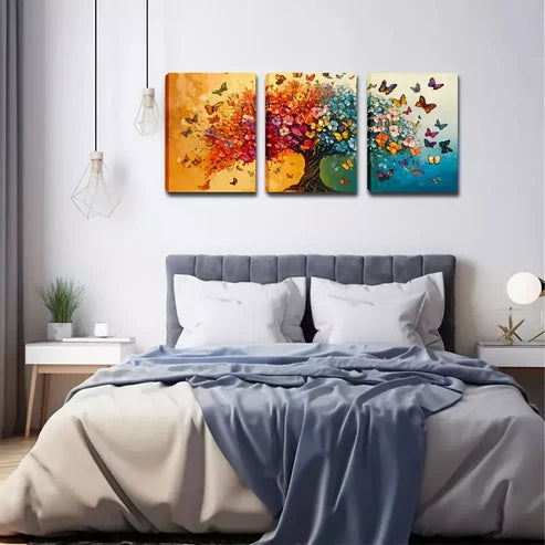 3pcs Imaginary Trees And Butterflies Wall Art Canvas Unframed - High Quality Print 100% Australian Made Wall Canvas