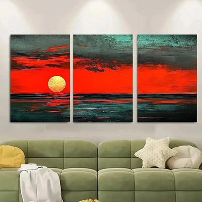 3pcs Bold Retro Ocean Graphic Metal Print Ready to Hang Art - Bella Home Decor