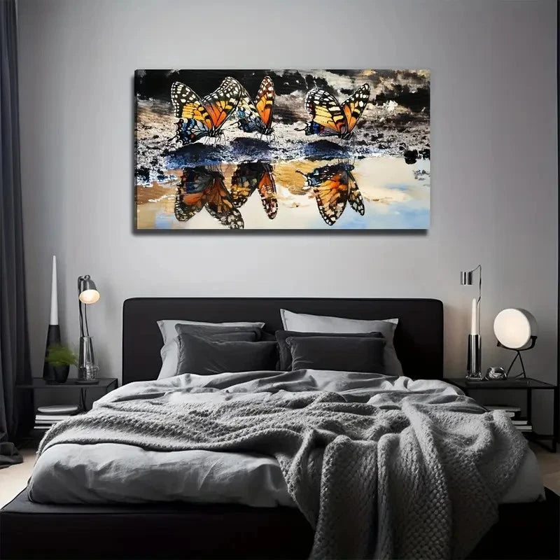 Colorful Butterflies Suitable Wall Art Canvas Office Home Room Framed 120x60cm