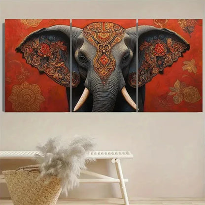 3pcs Majestic Elephant Wall Art Set Canvas Unframed - High Quality Print 100% Australian Made Wall Canvas - Bella Home Decor