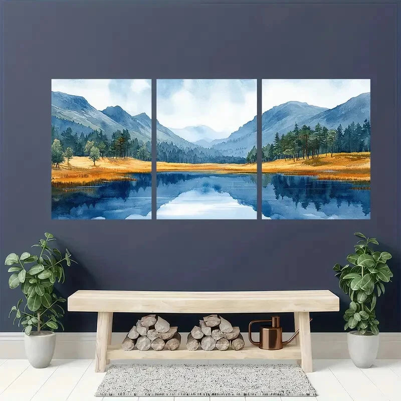 3pcs Ireland Painting Wicklow Mountains Art Metal Print Ready to Hang Art - Bella Home Decor