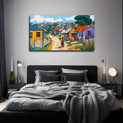 A Large Area Of Colorful Houses Wall Art Canvas Office Home Room Framed 120x60cm
