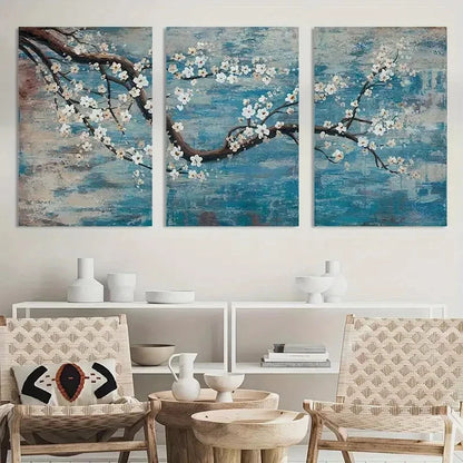 3pcs Flower Oil Painting Floral Artwork Metal Print Ready to Hang Art - Bella Home Decor