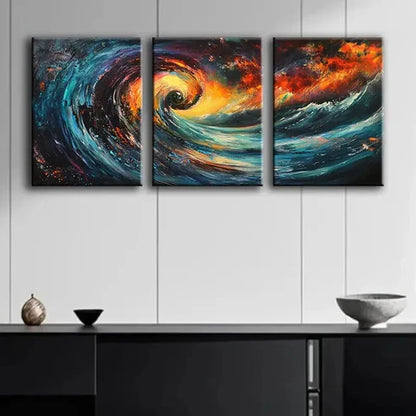 3pcs Swirling Vortex of Colorful Nature Wall Art Set Canvas Unframed - High Quality Print 100% Australian Made Wall Canvas
