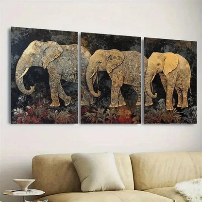 3pcs Elegant Elephant Wall Art Set Canvas Unframed - High Quality Print 100% Australian Made Wall Canvas - Bella Home Decor