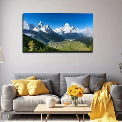 Realistic Snow Mountain Wall Art Canvas Office Home Room Framed 120x60cm