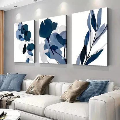 3pcs Abstract Floral Art with Golden Wall Art Set Canvas Unframed - High Quality Print 100% Australian Made Wall Canvas - Bella Home Decor