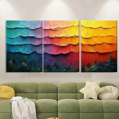 3pcs Abstract Modern Colorful RI  Wall Art Set Canvas Framed 40x60cm - High Quality Print 100% Australian Made Wall Canvas Ready to Hang - Bella Home Decor
