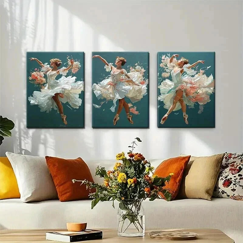 3pcs Elegant Ballet Dance Graceful Perfect Wall Art Set Canvas Framed 60x90cm - High Quality Print 100% Australian Made Wall Canvas Ready to Hang