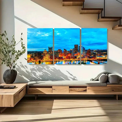 3pcs Pittsburgh Pennsylvania Skyline Metal Print Ready to Hang Art